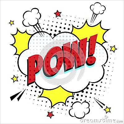 Comic lettering speech bubble for emotion with text POW Vector Illustration